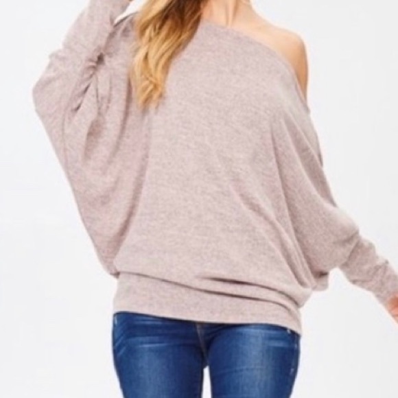 Marbled Knit Dolman Top Blush - Picture 3 of 9